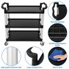 Utility Service Cart with Brake Wheel, 3 Shelf 360LBS Heavy Duty Rolling Service Cart with 360° Swivel Wheels, Restaurant Food Cart with Hammer - 3 of 4