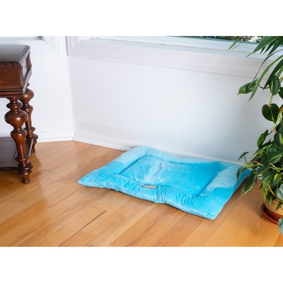 Sky Blue Velvet Medium Rectangular Pet Bed Mat