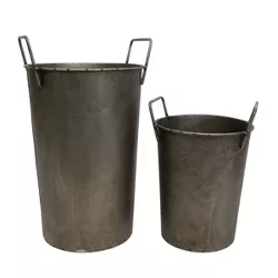 Set of 2 Bronze Metal Vases - Foreside Home & Garden