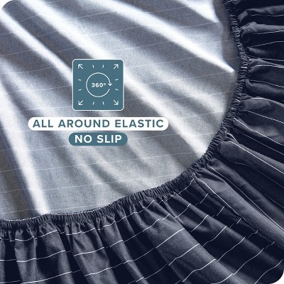 King Midnight Pinstripe Microfiber Deep Pocket Sheet Set