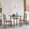 Dining Table Set for 2, Wooden Square Dining Table with 4 Legs 2 Metal Chair for Home Office Kitchen Dining Room - 2 of 4