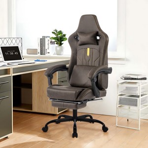 High Back Video Gamer Chairs,Racing Office Chairs with Massage Lumbar and footrest Adjustable Headrest&Linkage Armrests for Office,Home-Tanpinhause - 1 of 4
