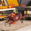 NAYSAYE Hand Truck Dolly Wooden Planter Wagon Rustic Wheelbarrow Flower Cart for Garden Patio Yard, Red, 27.5"*10.5"*11.5" - 2 of 4