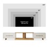 LOVSON 74.8''-102.4''Extendable TV Stand with 2 Large Storage Cabinets,Open Shelves,for Living Room/Bedroom Media Console, White+Natural - 4 of 4