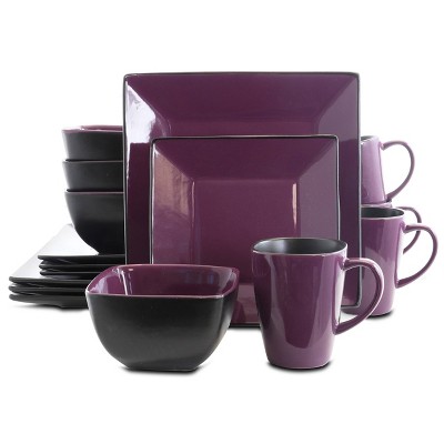 Purple glass dinnerware set hotsell