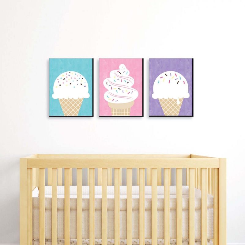 Big Dot of Happiness Scoop Up the Fun - Ice Cream - Sprinkles Kitchen Wall Art, Nursery Decor and Restaurant Decor - 7.5 x 10 inches - Set of 3 Prints, 2 of 8