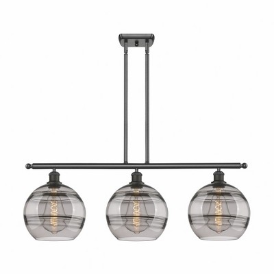 Rochester - 3 Light Stem Hung Island In Industrial Style-12.13 Inches Tall and 36.5 Inches Wide