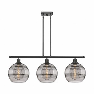 Rochester - 3 Light Stem Hung Island In Industrial Style-12.13 Inches Tall and 36.5 Inches Wide - 1 of 1