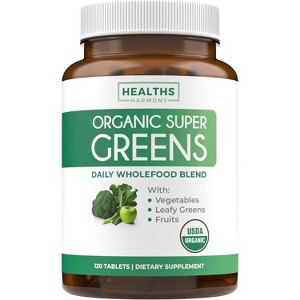 Organic Super Greens Tablets, Complete Superfood Supplement for Super Antioxidants, Energy, Gut & Immune Support, Health's Harmony, 60, 120 or 180ct - 1 of 4