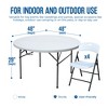 Plastic Development Group 4 Foot Round Fold In Half Folding Banquet Table and 4 Pack of Outdoor Plastic Folding Party Chair, White - 2 of 4