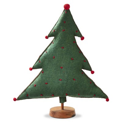 TAG Merry Tree Felt Green Christmas Tree Tabletop Mantel Decor Large, 24 in