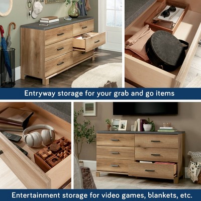 Sauder Rosedale Ranch 6 Drawer Horizontal Dresser Timber Oak