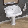 Modern Glossy White Ceramic Rectangular Vessel Sink with Predrilled Holes, Overflow Pedestal Sink Combo Bathroom Sinks - 3 of 4