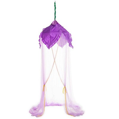 HearthSong 7-Foot Purple Flower Petals Hanging Canopy and Play Space for Twin Bed or Playroom