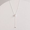 Anna-Kaci Women's Adjustable Drop Necklace with Single Bead Accent and Sleek Lariat Chain - Silver - 2 of 4