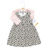 Hudson Baby Infant and Toddler Girls Cotton Dress and Cardigan Set, Leopard Hearts - 2 of 4