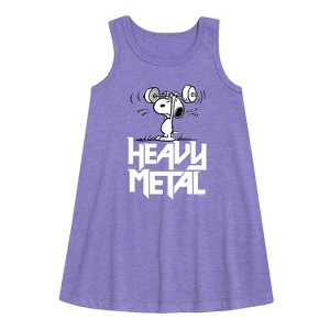 Girls' - Peanuts - Heavy Metal Snoopy Graphic Sleeveless Aline Dress - 1 of 4