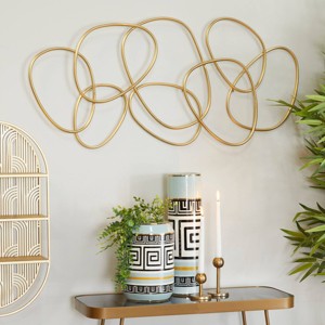 Metal Abstract Wall Decor Gold - CosmoLiving by Cosmopolitan: Contemporary Iron Artwork, Indoor Vertical Display - 1 of 4