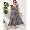 Womens Plus Size Casual Sleeveless Maxi Dress Ruffle Sleeve A Line Swing Summer Maxi Dress with Pockets - 4 of 4