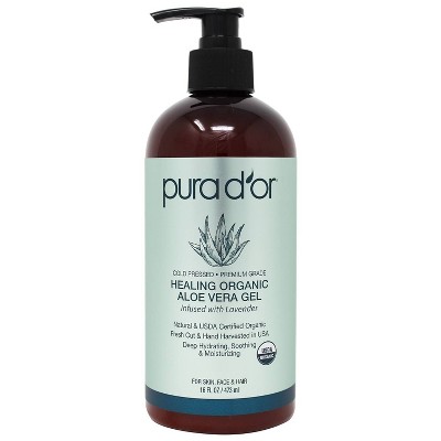 Pura d'or Healing Organic Aloe Vera Gel - Lavender - 16 fl oz