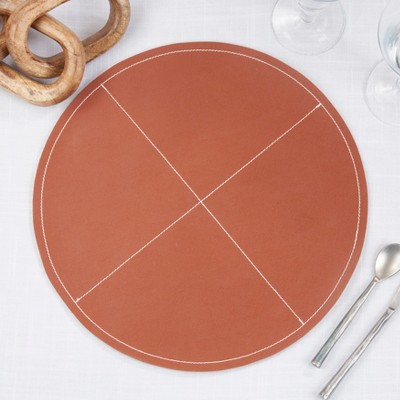 Terracotta Faux Leather Round Placemats Set of Four