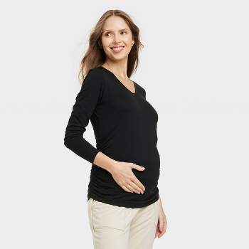 Long Sleeve Scoop Neck Maternity T-shirt - Isabel Maternity By Ingrid &  Isabel™ Black Xs : Target
