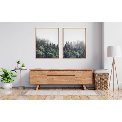 Set of 2 Foggy Forest Landscape Framed Canvas Prints