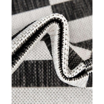 Charcoal Stripe 4' x 6' Synthetic Easy-Care Outdoor Rug