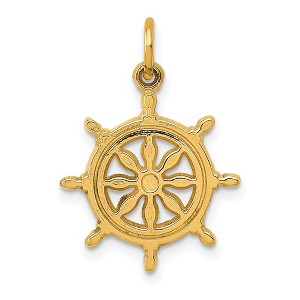 Black Bow Jewelry 14k Yellow Gold Captain's Wheel Pendant and Charm - 1 of 4