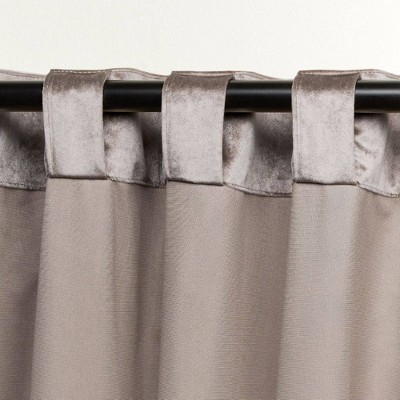 Taupe Velvet Light-Filtering Back Tab Window Curtain Panels, 52" x 84"