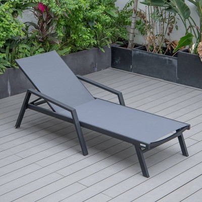 Marlin Black Aluminum Chaise Lounge Chairs with Fire Pit Table Set