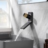 Sumerain Wall Mount Bathroom Sink Faucet with Swiveling Waterfall Brass Spout, Black and Gold - 4 of 4