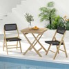 Costway 2/4 Piece Patio Folding Chairs with Woven Rope Seat & High Back Indonesia Teak Wood for Porch Natural&Black - image 4 of 4