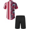 Clearlove Men's Hawaiian Sets Floral Printed Short Sleeve Button Down Shirts Drawstring
 Shorts Casual Outfits - 2 of 4