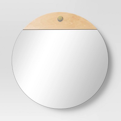 22" Wood/Metal Frameless Mirror with Knob Hanger Brown - Threshold™