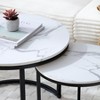 Okak Simple Round Set 2 Coffee Table Side Tables Patio End Table Nightstand Marble Pattern Nesting Outdoor&Indoor for Yard Bedroom Apartment, White - 3 of 4