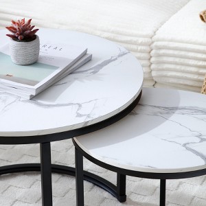 NicBex Modern Set of 2 Nesting Coffee Table with Sturdy Metal Frame,Industrial Round Side Table Center Table for Living Room,Bedroom - 1 of 4