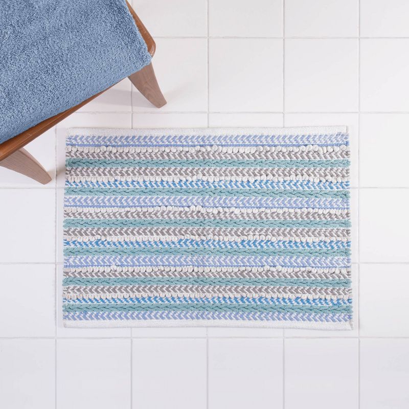 Striped Bath Rug Cool - Allure Home Creations, 3 of 6