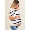 PinkBlush Navy Blue Striped Knit Maternity Short Sleeve Top - 3 of 4