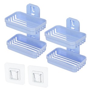 Unique Bargains Bathroom Kitchen No Drilling Double Layer Soap Container with Suction Cup - 1 of 4
