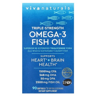 Viva Naturals Omega-3 Fish Oil, Triple Strength, 90 Softgels : Target