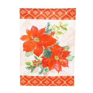 Evergreen Gilded Pattern Poinsettia Christmas Moire Garden Flag 12 x 18 Inches Indoor Outdoor Decor - 1 of 4