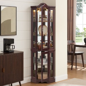 Lyngins Corner Storage Cabinet with Bulb,Bathroom Cabinet with Tempered Glass Doors and Shelves for Living Room,Bathroom - 1 of 4
