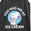 Women's Peanuts You Had Me At Ice Cream Graphic Racerback Tank - Heather Charcoal - X-Large - 2 of 4