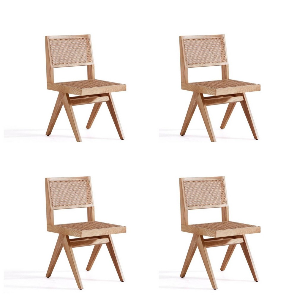 Photos - Chair Set of 4 Hamlet Dining  Natural - Manhattan Comfort