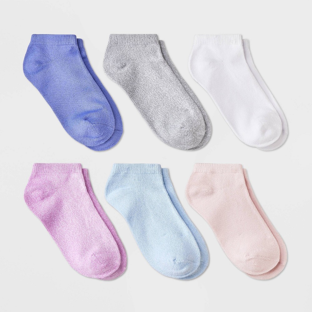 Girls 6pk Marled uper oft No how ocks - Cat & Jack Purple//Gray