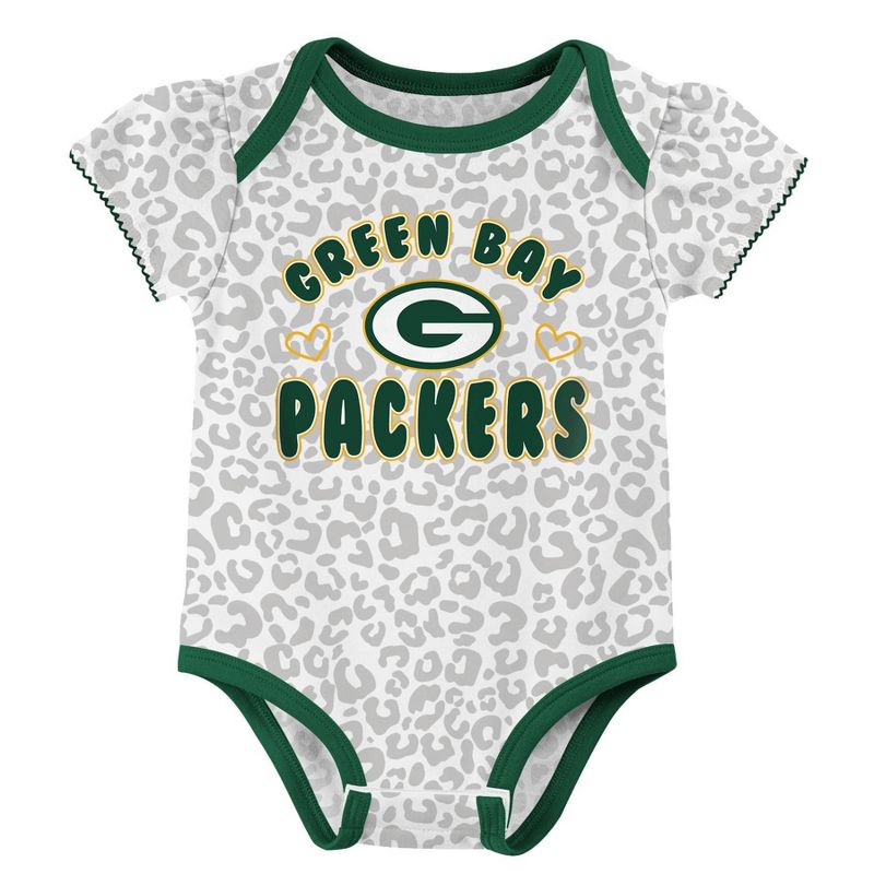 NFL Green Bay Packers Baby Girls&#39; Onesies 3pk Set, 2 of 5