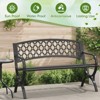 Huxxion 50" Outdoor Garden Bench, Iron Metal Frame Patio Bench with Backrest Armrests, Weatherproof Anti-Rust Outdoor Bench - 2 of 4