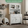 GustoWave Kitchen Pantry Storage Cabinet with Microwave Stand & Coffee Bar Cabinet, Freestanding Hutch Cabinet, Adjustable Shelves, Wash Grey - 4 of 4
