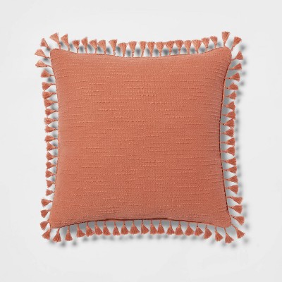 Euro Textured Slub Tassel Decorative Throw Pillow Terracotta - Threshold™